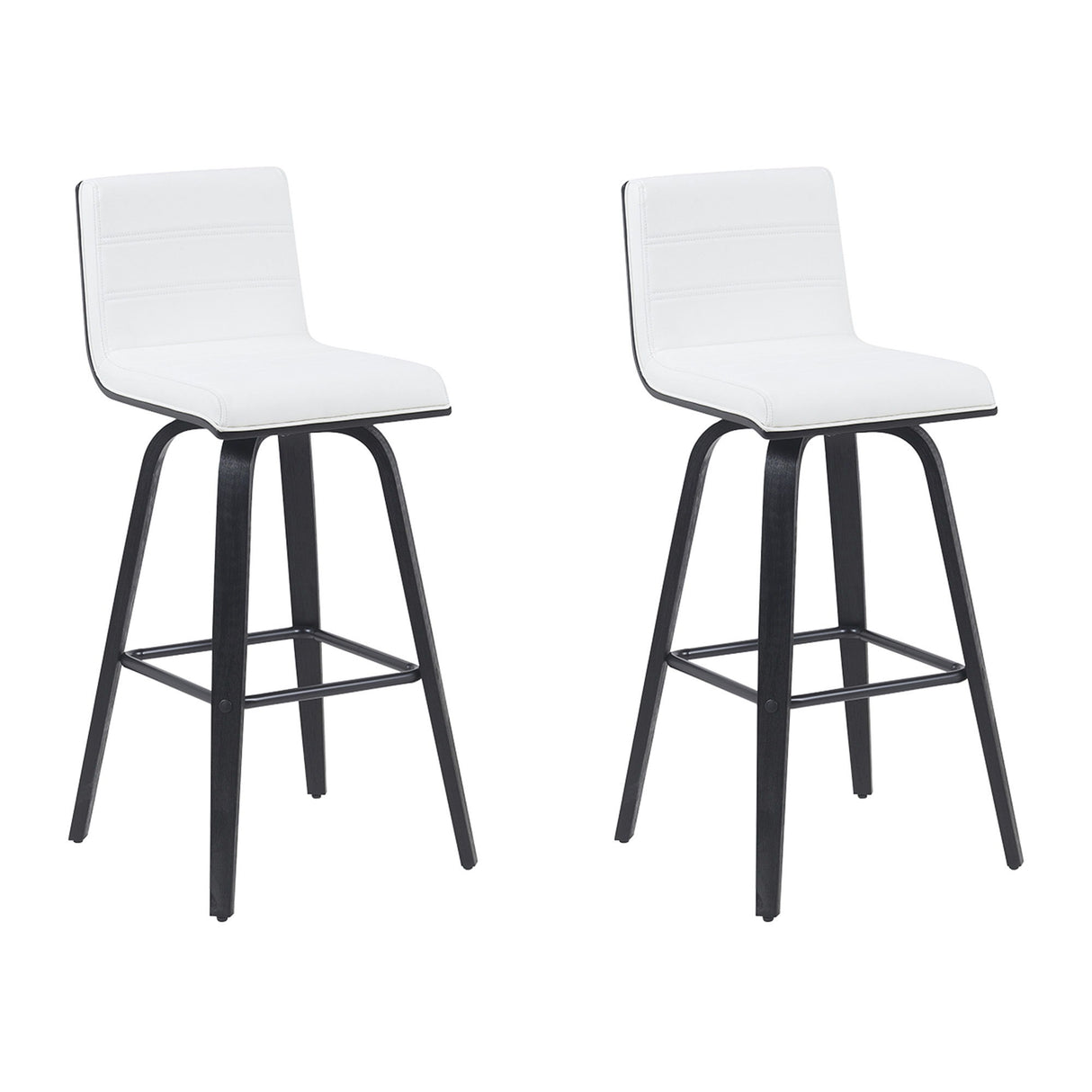 Vienna - Modern Swivel Bar Height Stool - Black Brushed Wood Frame