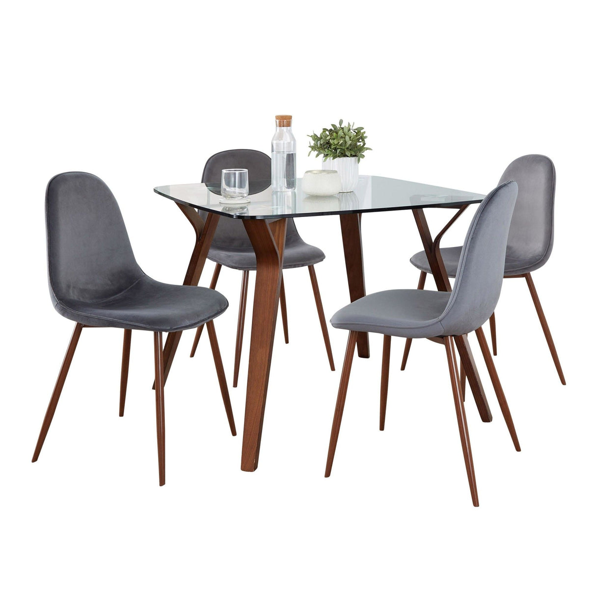 Folia - Square Pebble 5 Piece Dining Set - Gray