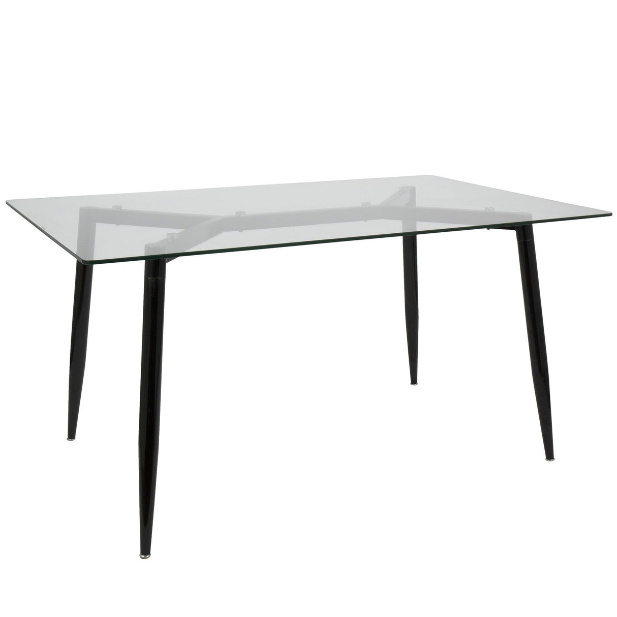 Clara - Giovani 5 Piece Dining Set - Black Metal, Clear Glass, Cream Faux Leather