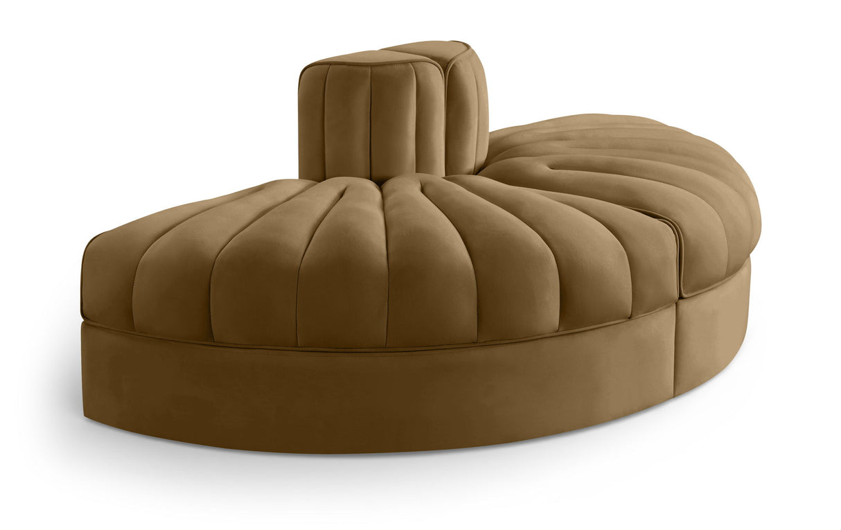 Rummi - Velvet Performance Fabric Upholstered 2 Piece Rounded Modular Loveseat
