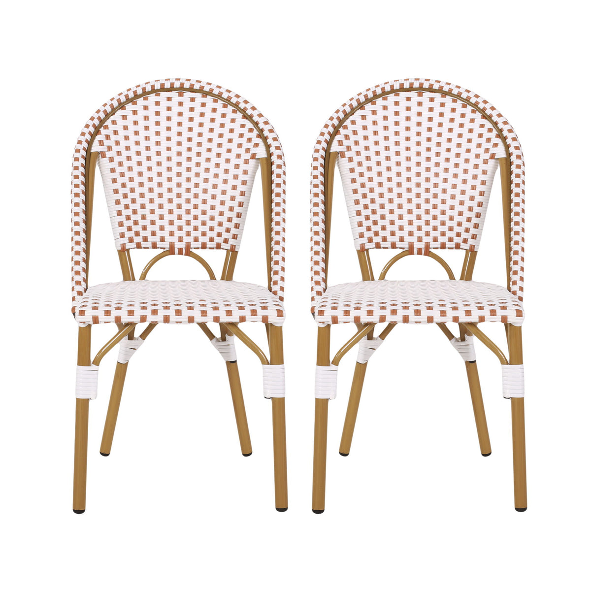 Outdoor Rattan And Aluminum French Bistro Chairs Set