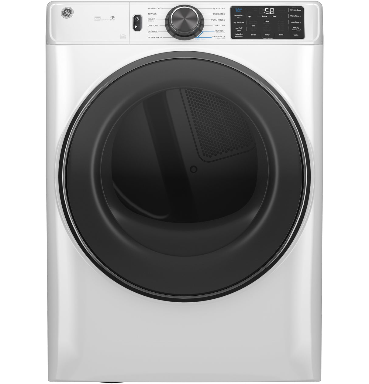 GE(R) ENERGY STAR(R) 7.8 cu. ft. Capacity Smart Front Load Gas Dryer with Steam and Sanitize Cycle - (GFD65GSSVWW)