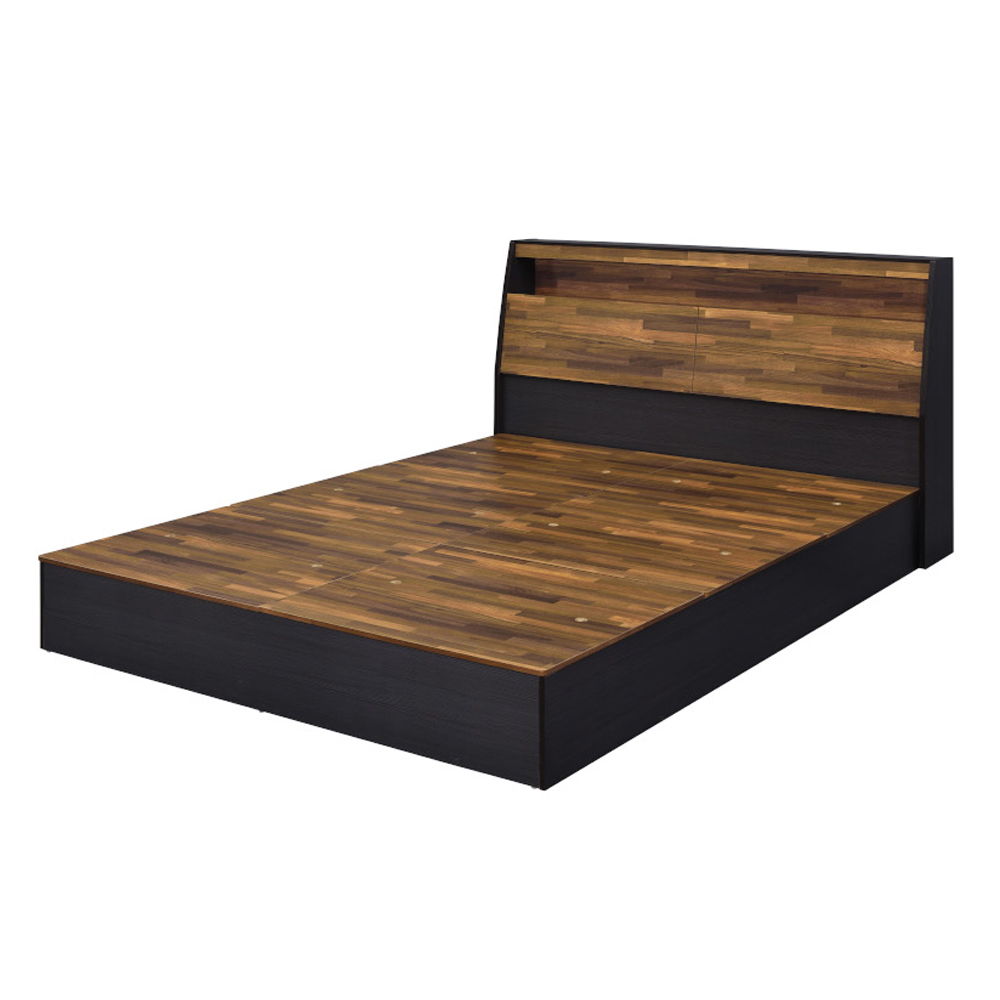 Eos - Queen Bed With Storage - Walnut & Black