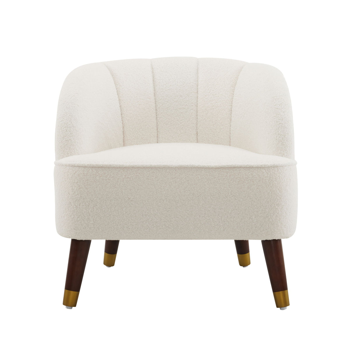 Elegant Upholstered Barrel Accent Chair With Wooden Legs