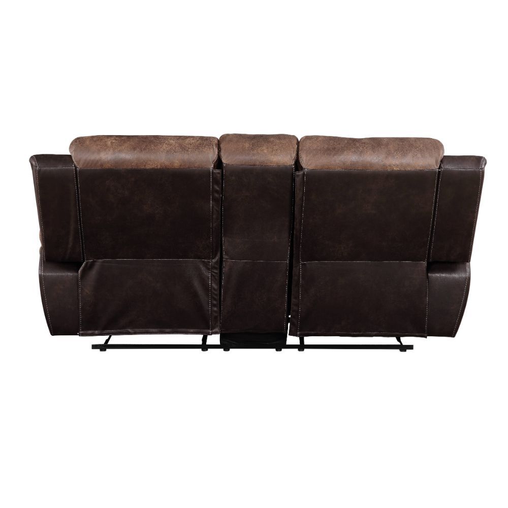 Jaylen - Motion Loveseat With Console - Toffee & Espresso Polished Microfiber