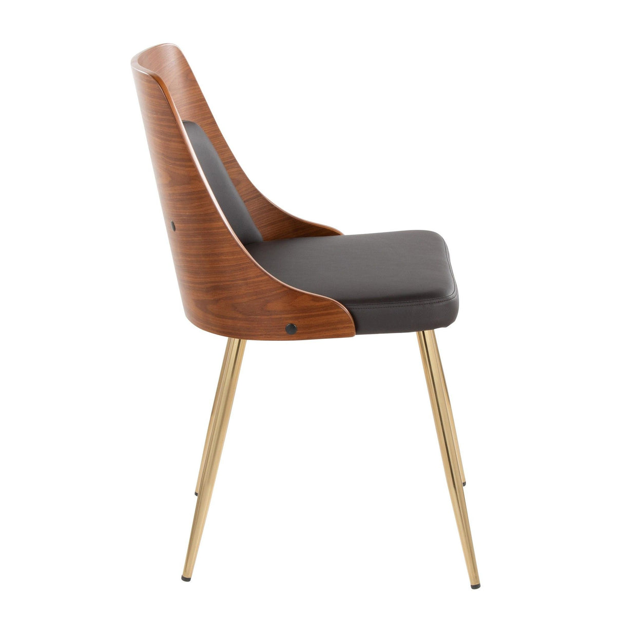 Anabelle - Dining / Accent Chair (Set of 2) - Gold Metal, Walnut Wood