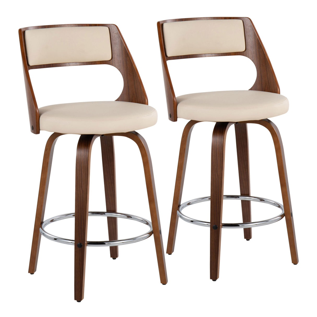 Cecina - Mid-Century Modern Fixed Height Counter Stool With Swivel And Round Footrest (Set of 2)
