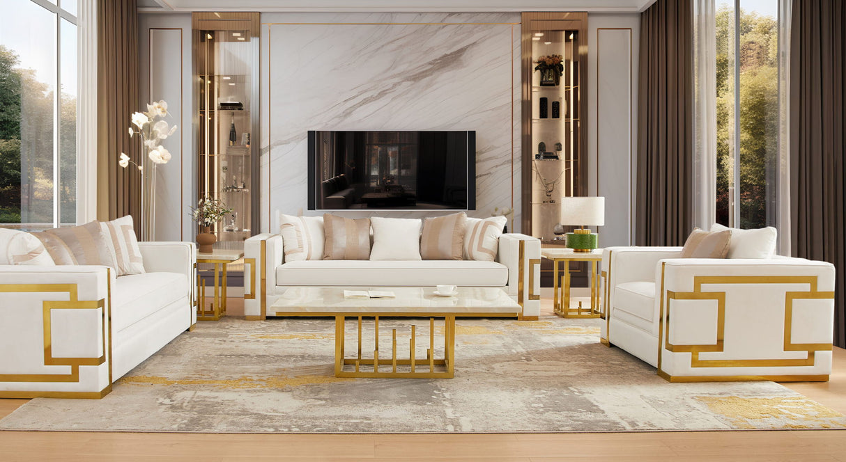 HD-2131 - 3 Piece Set - White / Gold