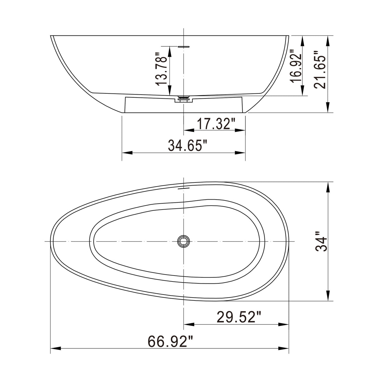 Solid Surface Freestanding Soaking Bathtub For Bathroom