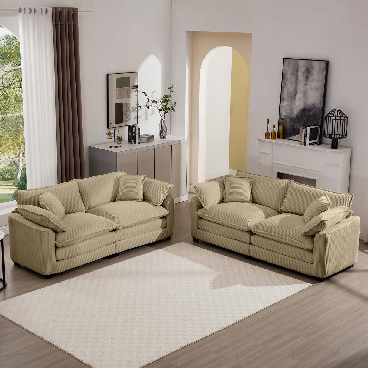 Elegant Oversized Sectional Sofa Set With Deep Seats And Flexible Layout