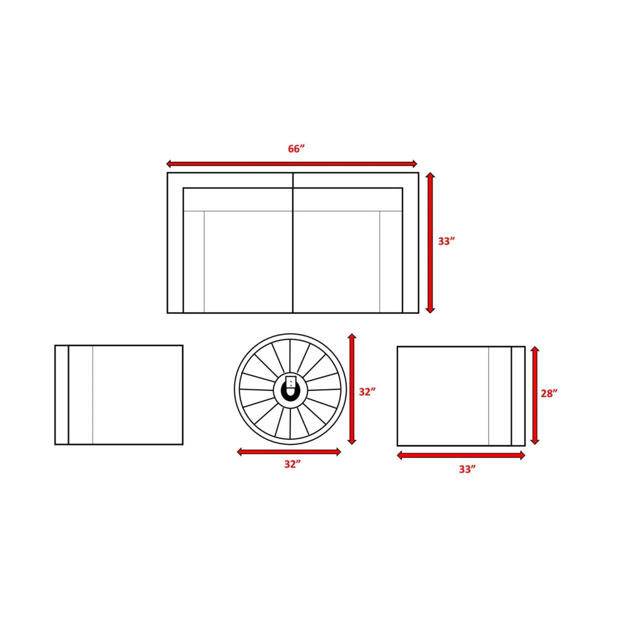 Wicker Outdoor Lounge Set With Cushions And Fire Pit