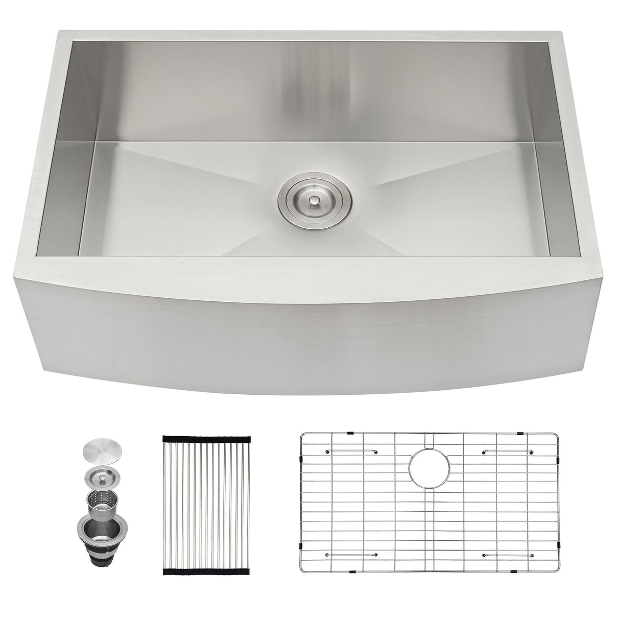 Farmhouse 36" Kitchen Sink Stainless Steel Apron Front - Brushed Nickel