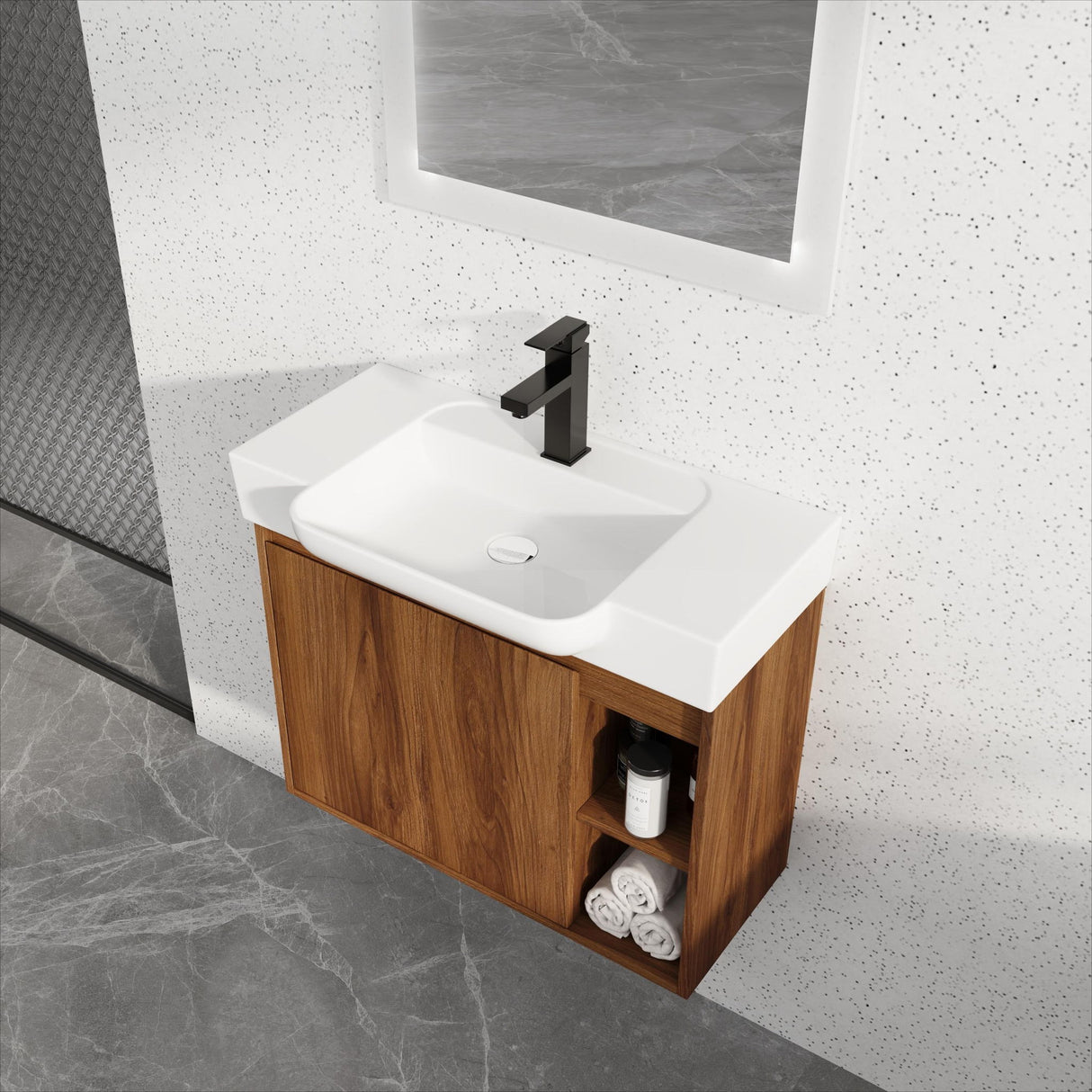 Wall Mounted Bathroom Vanity With Sink & Soft Close Door