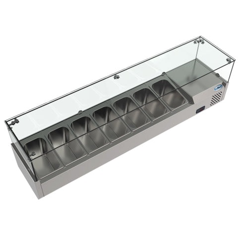 59 in. Seven Pan Refrigerated Countertop Condiment Prep Station - SCDC-7T
