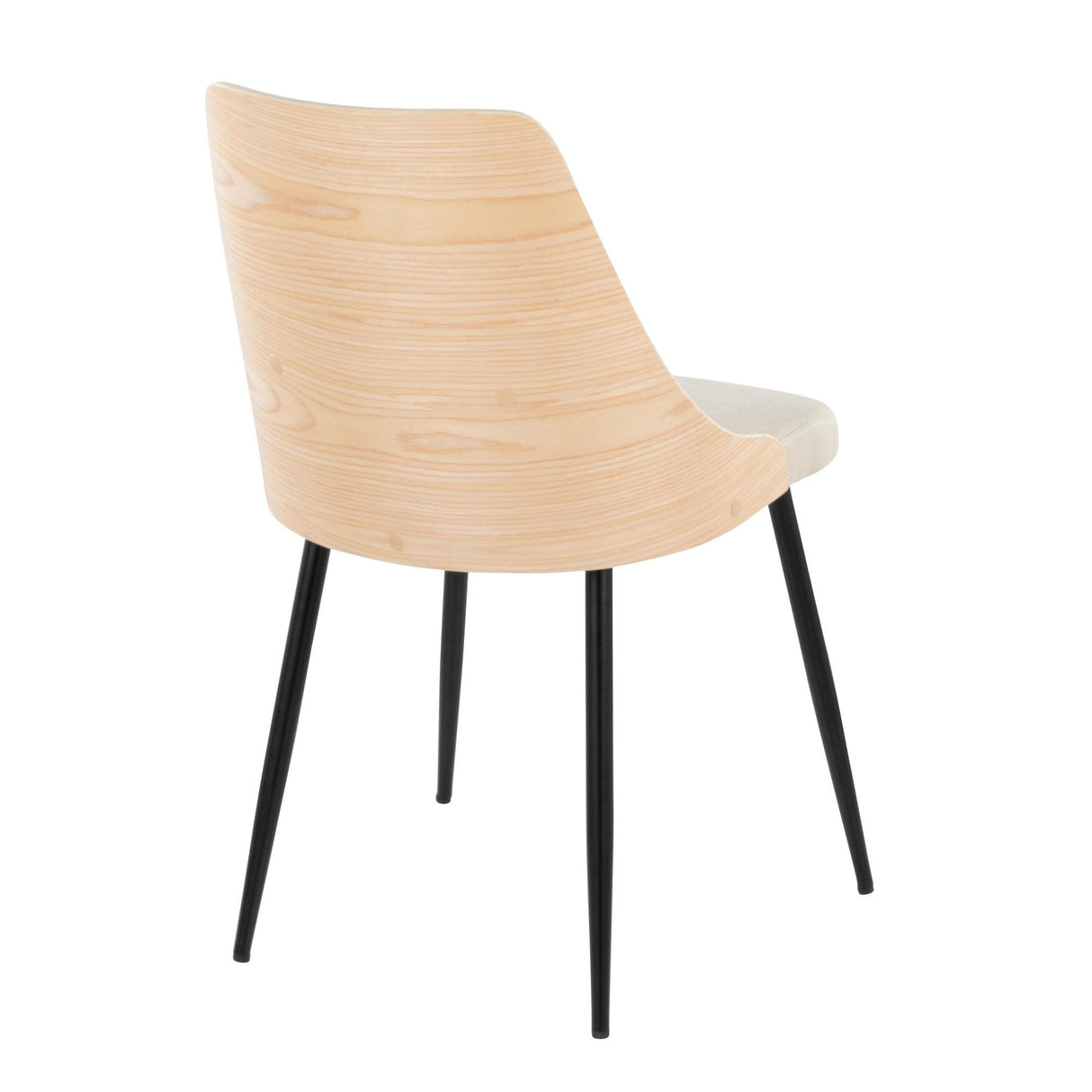 Anabelle - Dining / Accent Chair (Set of 2) - Black Metal, Natural Wood, And Cream Fabric