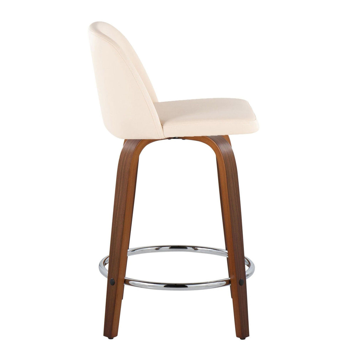 Toriano - 24" Fixed-Height Counter Stool (Set of 2) - Walnut & Chrome Round Base