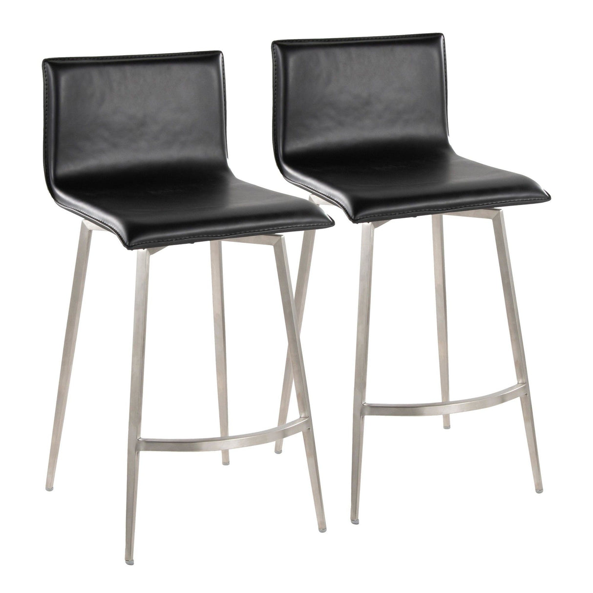 Mason - 26" Upholstered Fixed-Height Counter Stool With Swivel (Set of 2) - Stainless Steel