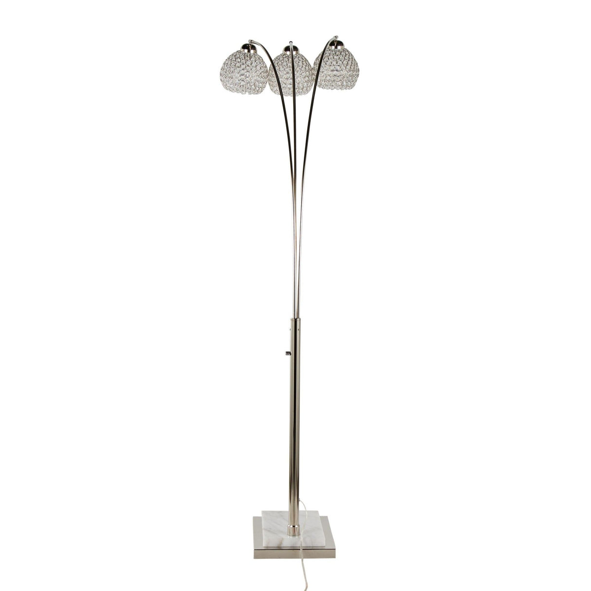 Willow - Crystal Metal Floor Lamp - Polished Nickel, White Marble, Clear Crystal