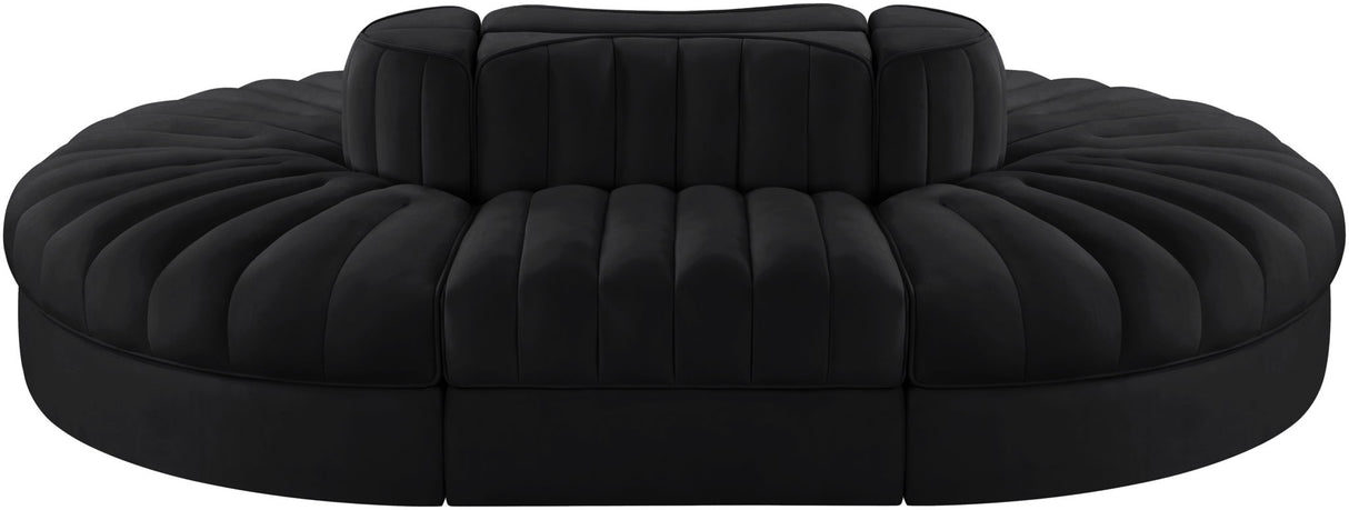 Rummi - Oval Velvet Performance Fabric Upholstered 6 Piece Modular Sectional
