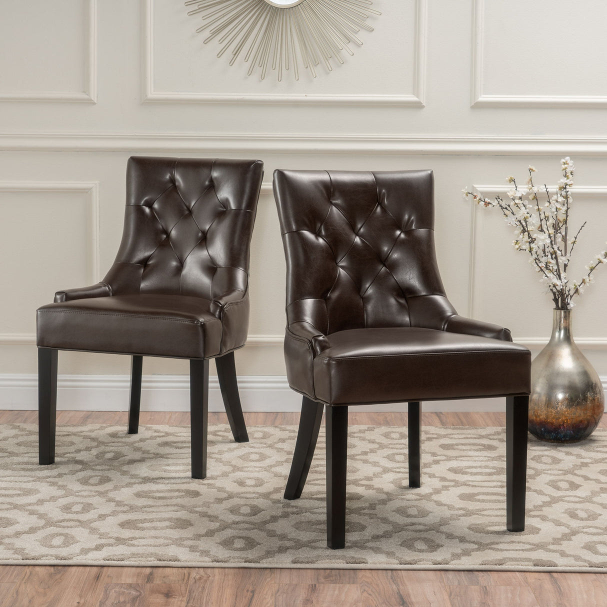 Contemporary Cheney Dining Chair Set With Tufted Design