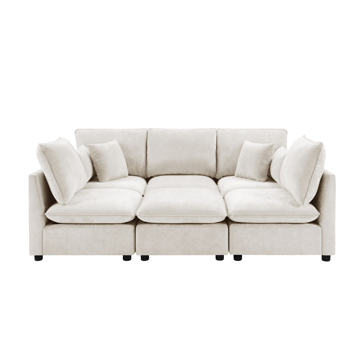 Modern Sectional Sofa U-Shaped With Movable Ottoman Storage Armrests And USB Ports