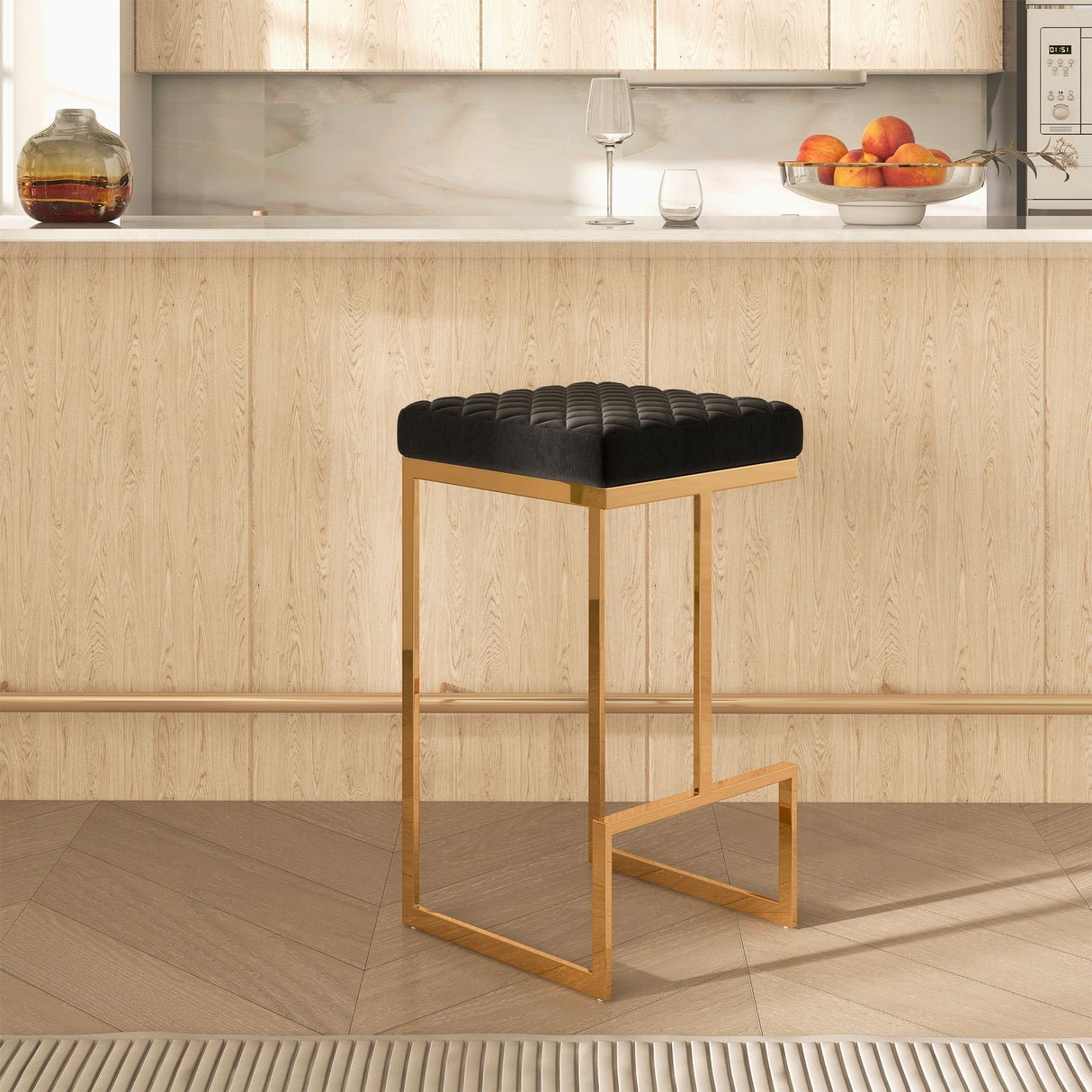 Joel - Upholstered Stool - Black / Gold