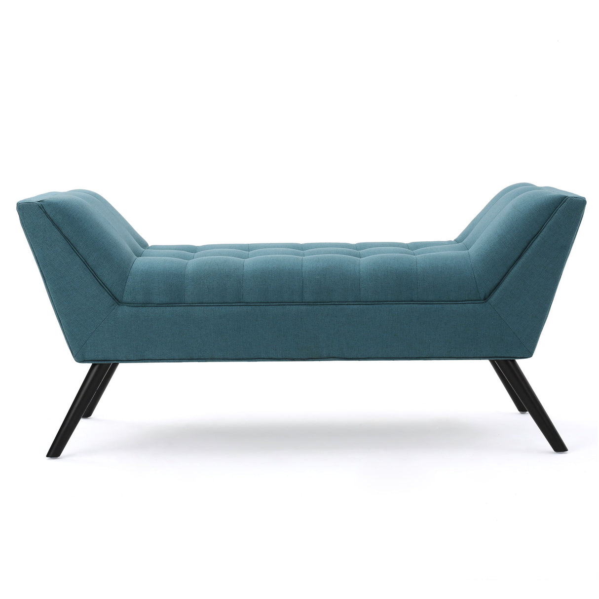 Modern Fabric Bench With Padded Seat And Wide U Shape Design - Teal
