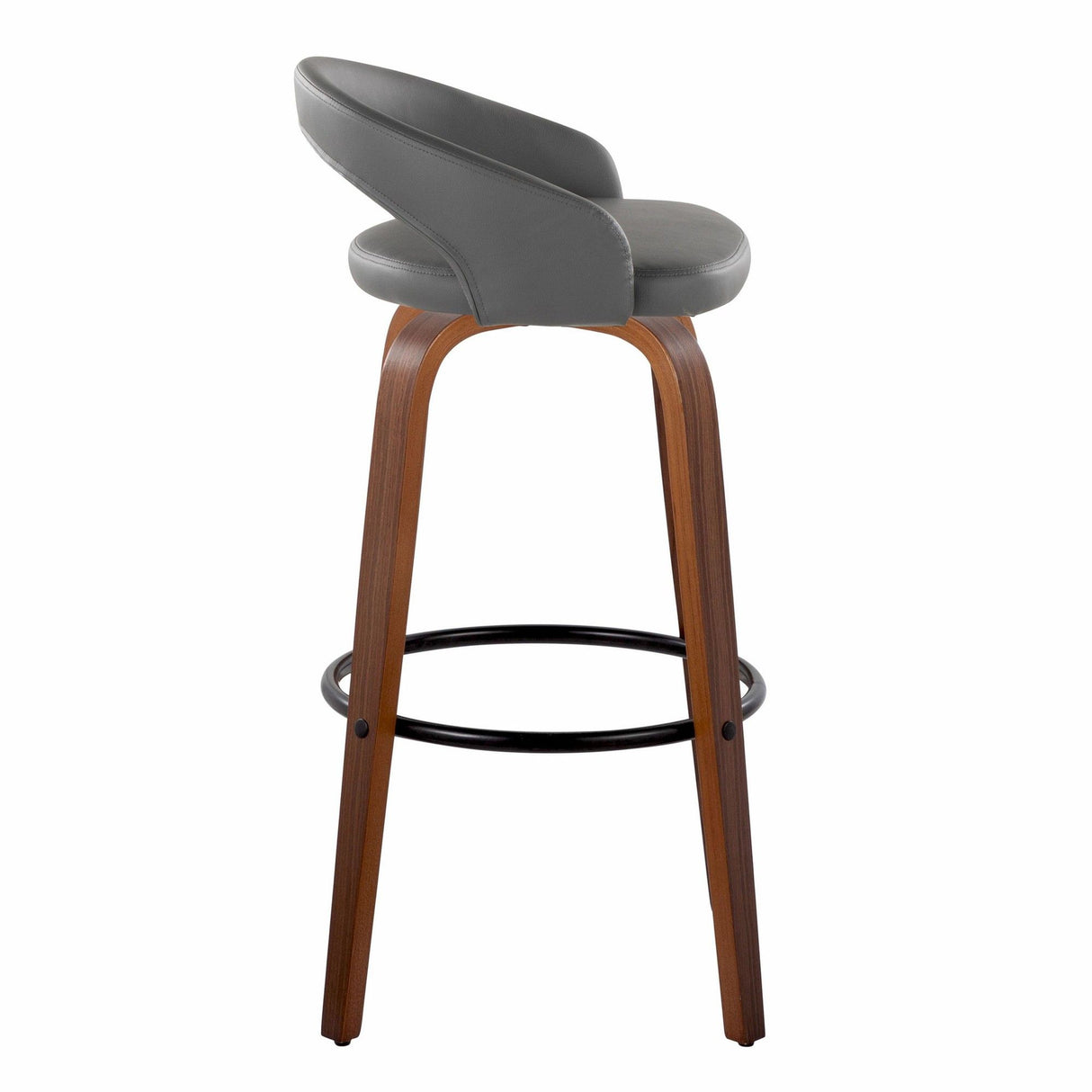 Grotto - Upholstered Fixed-Height Barstool (Set of 2) - Walnut Wood