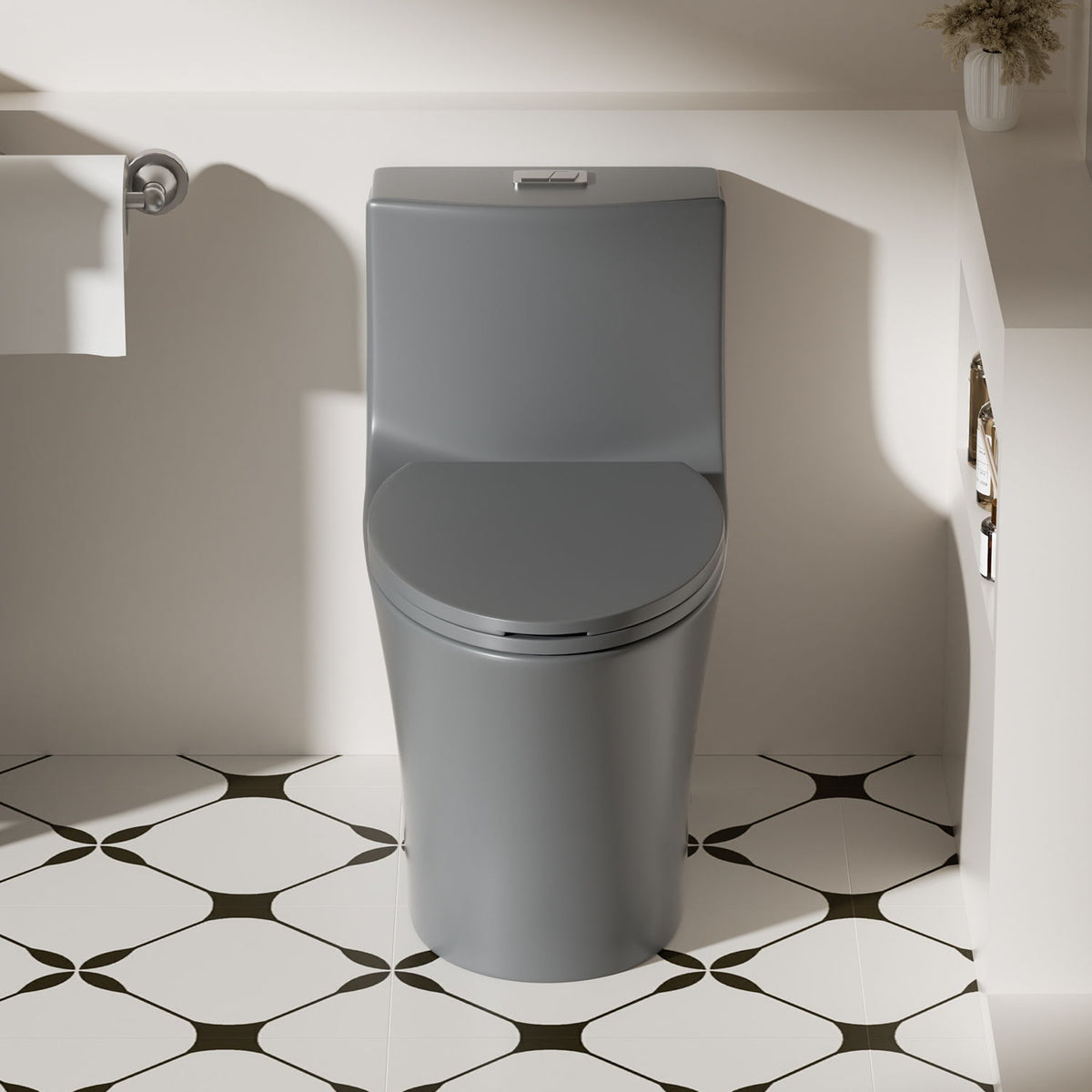 1 Piece Toilet With Dual Flush And Soft Closing Seat