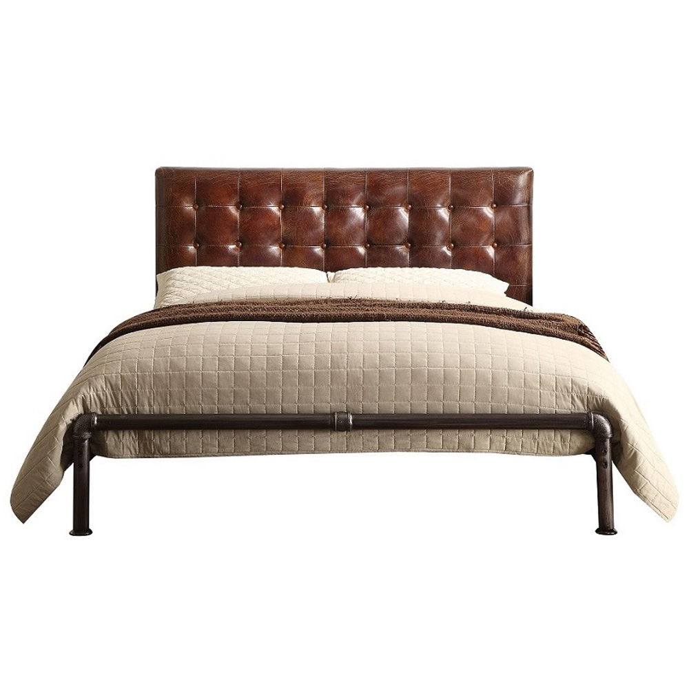 Brancaster - Queen Bed - Vintage Brown Top Grain Leather