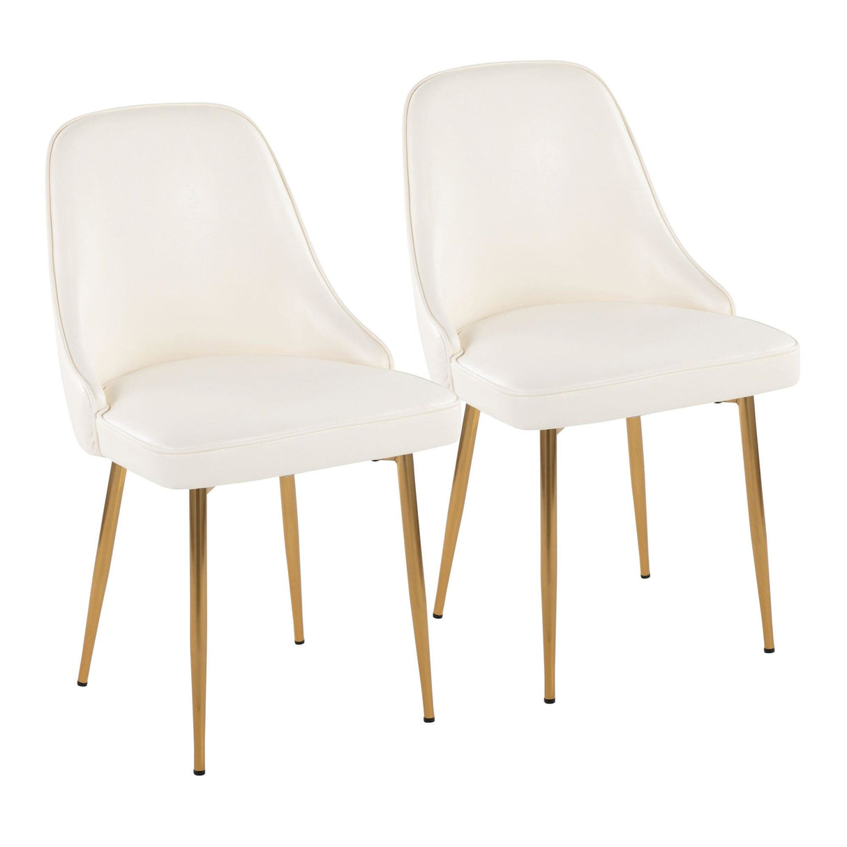 Marcel - Glam Dining Chair (Set of 2) - Gold Frame And White Faux Leather