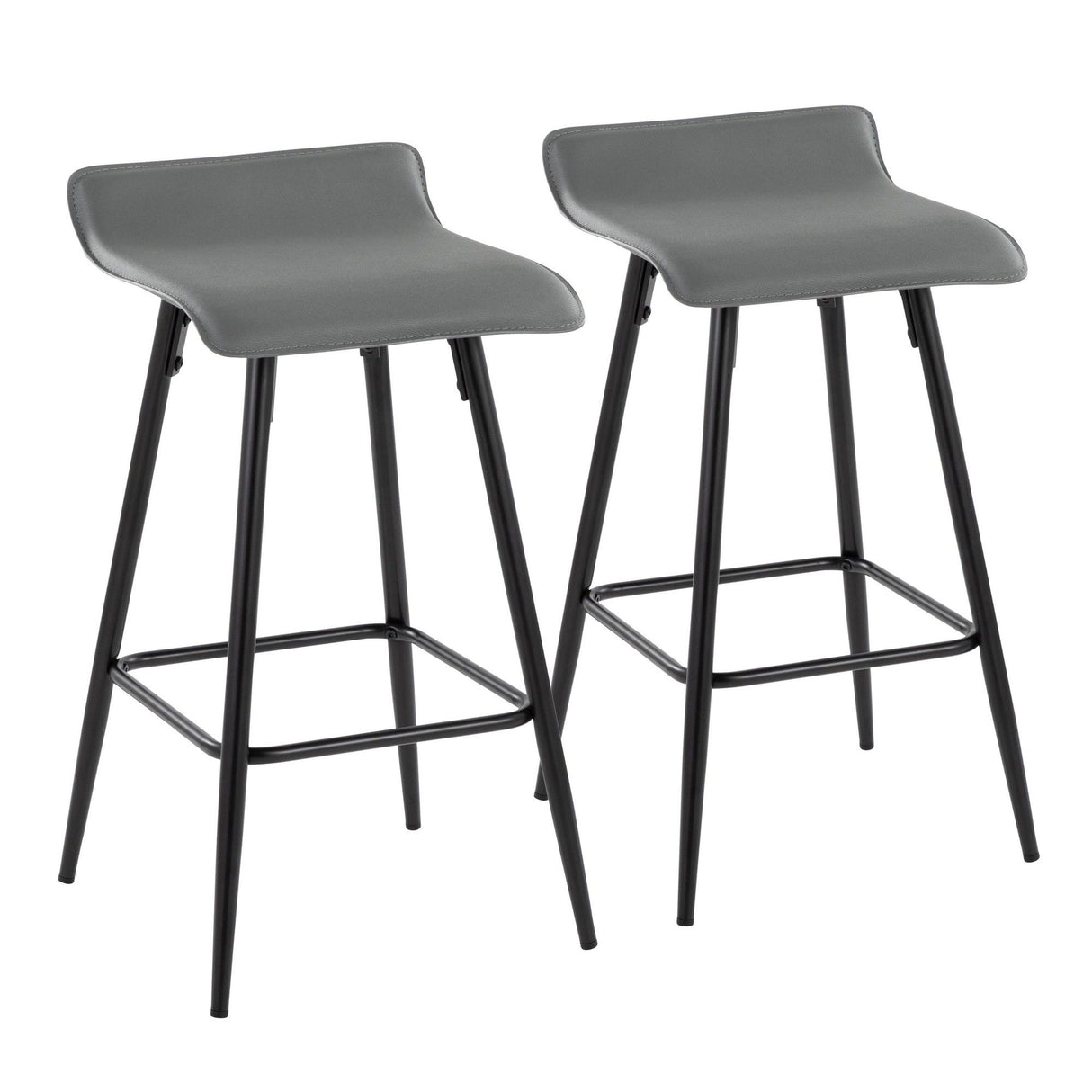 Ale - Contemporary Fixed Height Counter Stool (Set of 2) - Black Steel Frame