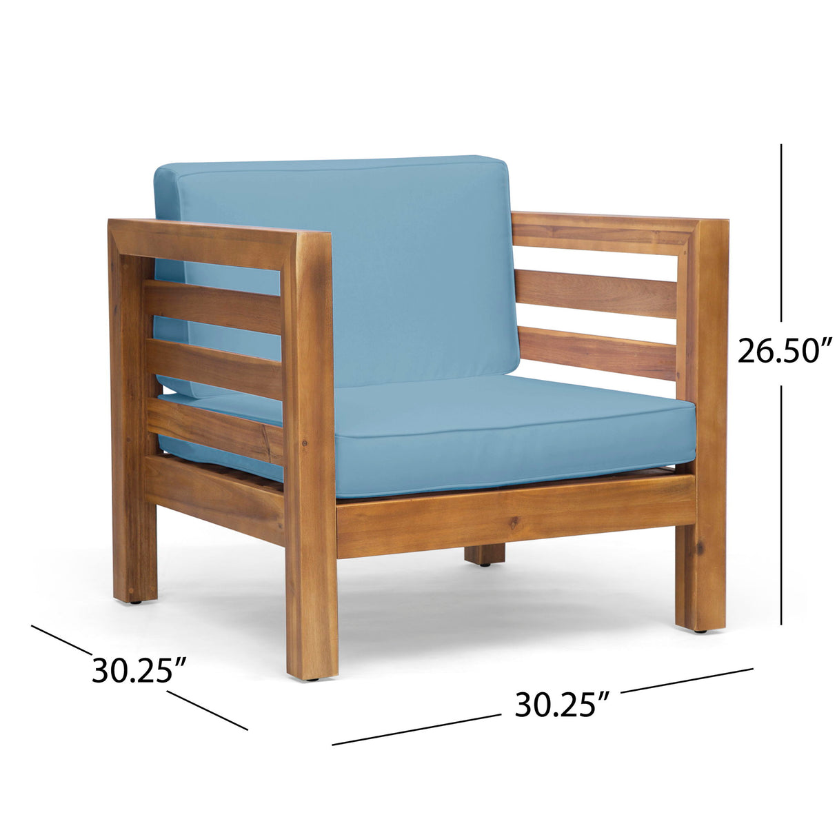 Outdoor Acacia Wood Patio Chair With Fabric Cushion