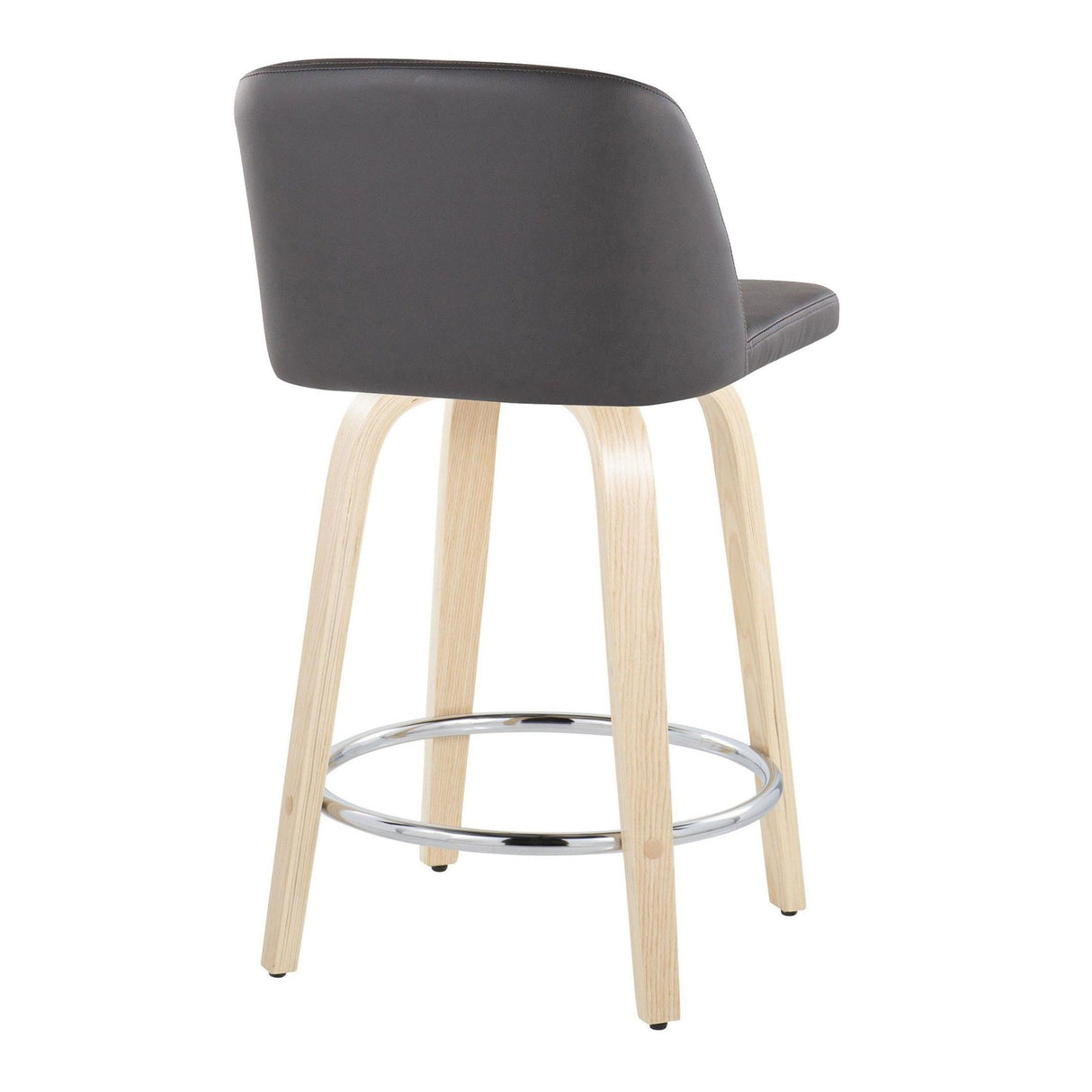 Toriano - 24" Fixed-Height Counter Stool (Set of 2) - Natural & Chrome Round Base