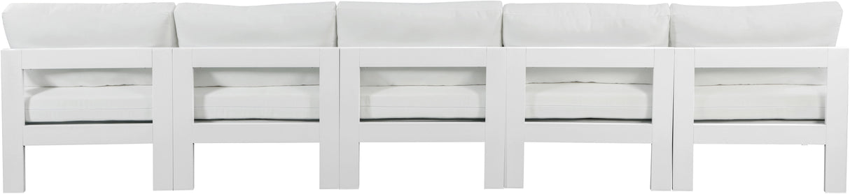 Nizuc - Outdoor Patio 5 Seat Modular Armless Sofa With White Frame