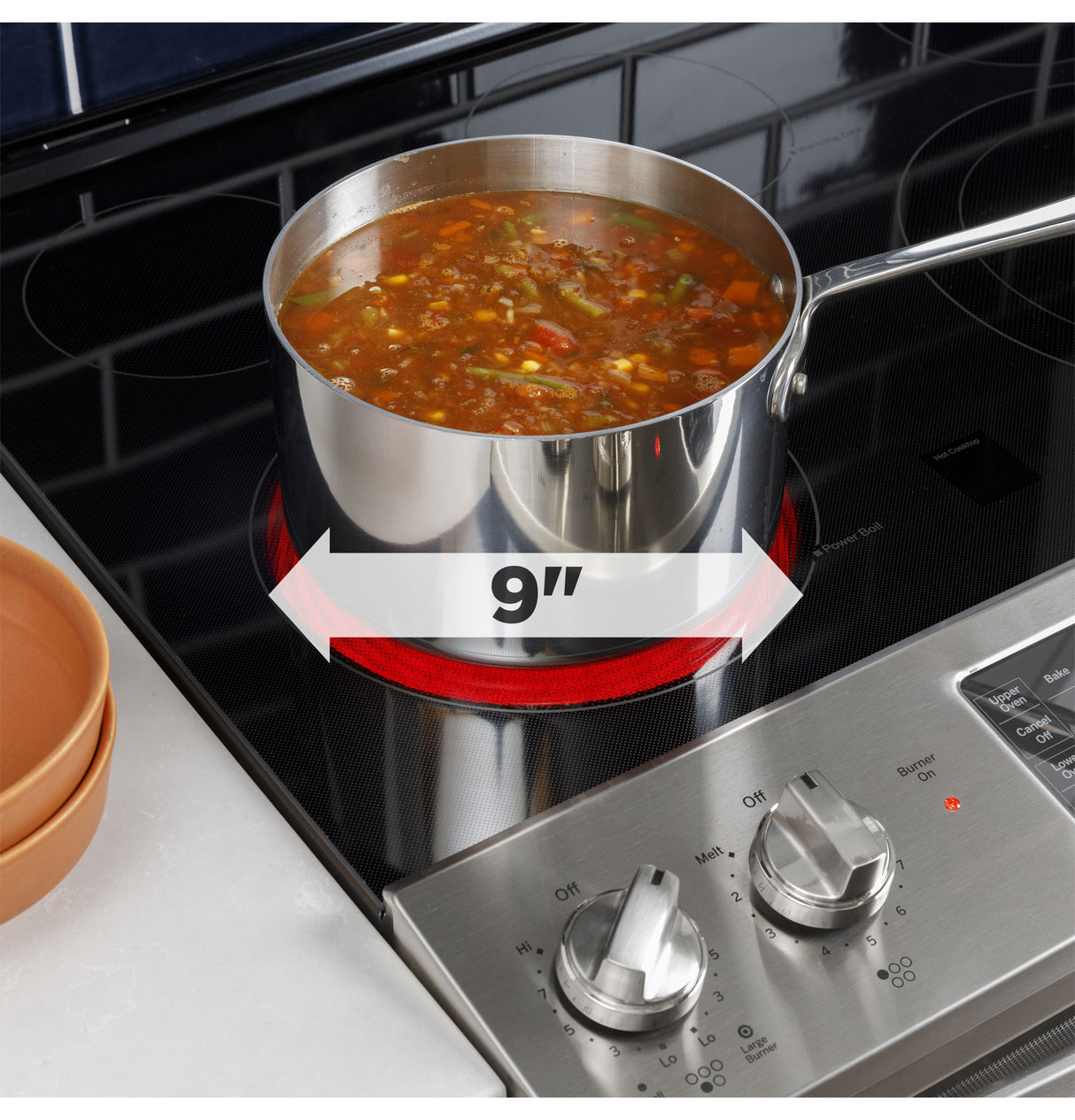 GE JSS86SPSS - 30 in. 6.6 cu. ft. Air Fry True European Convection Double Oven Slide-In Electric Range with Smoothtop Burners - Stainless Steel