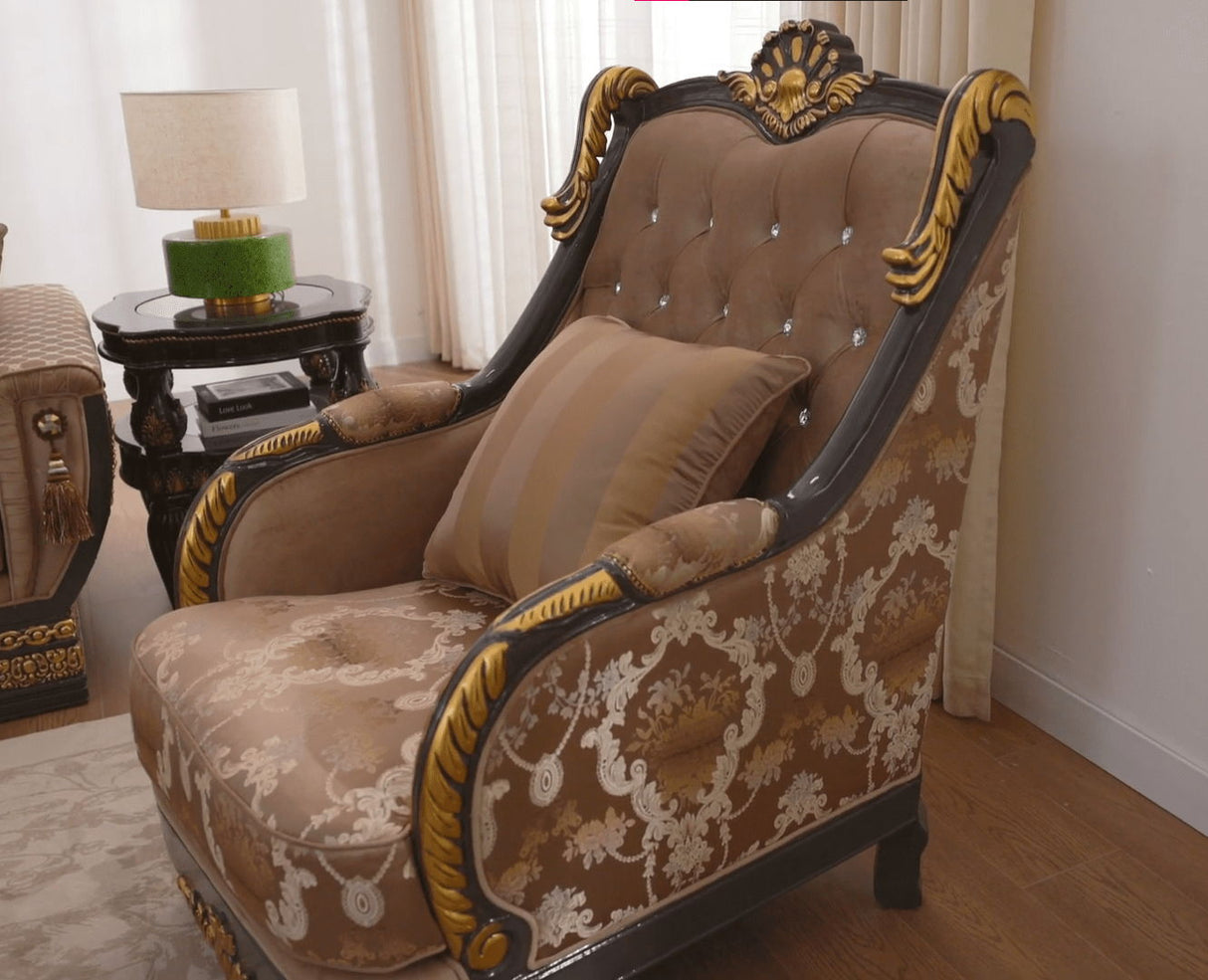 HD-9049 - Chair - Brown / Black / Gold