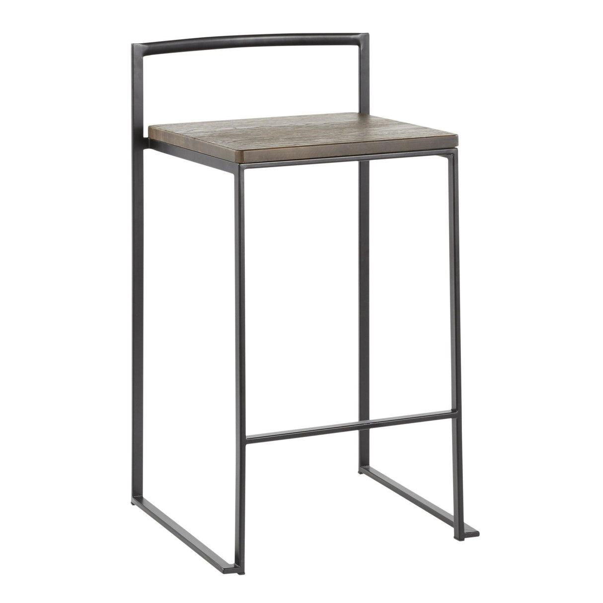 Fuji - Stackable Counter Stool With Cushion - Black Metal
