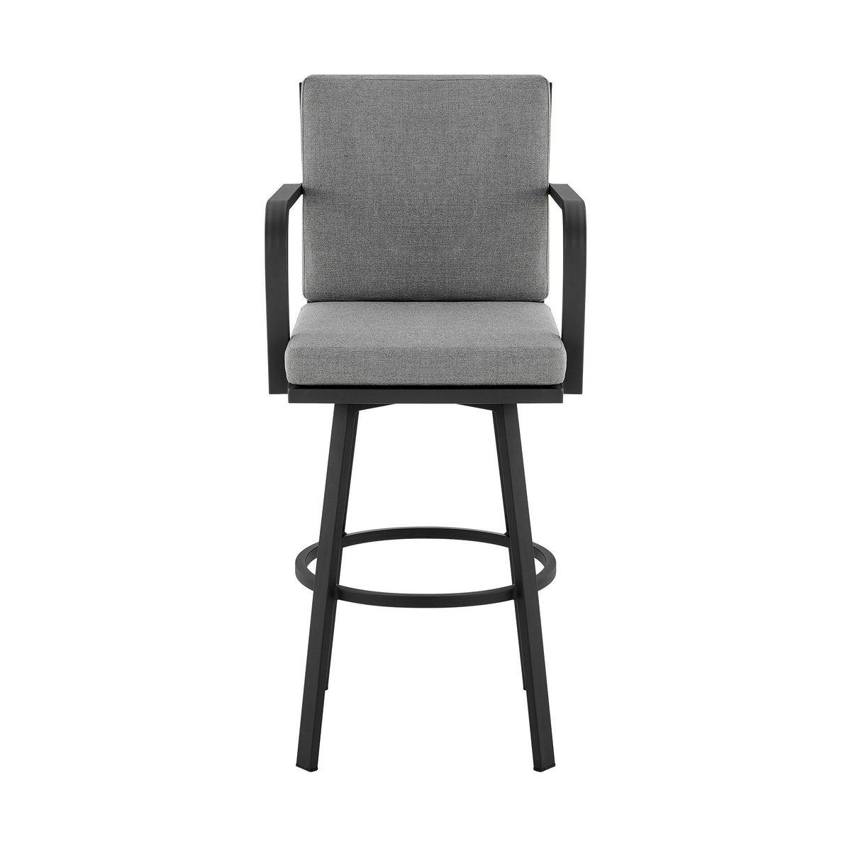 Arnauld - 30" Outdoor Patio Bar Stool With Cushions - Black / Gray