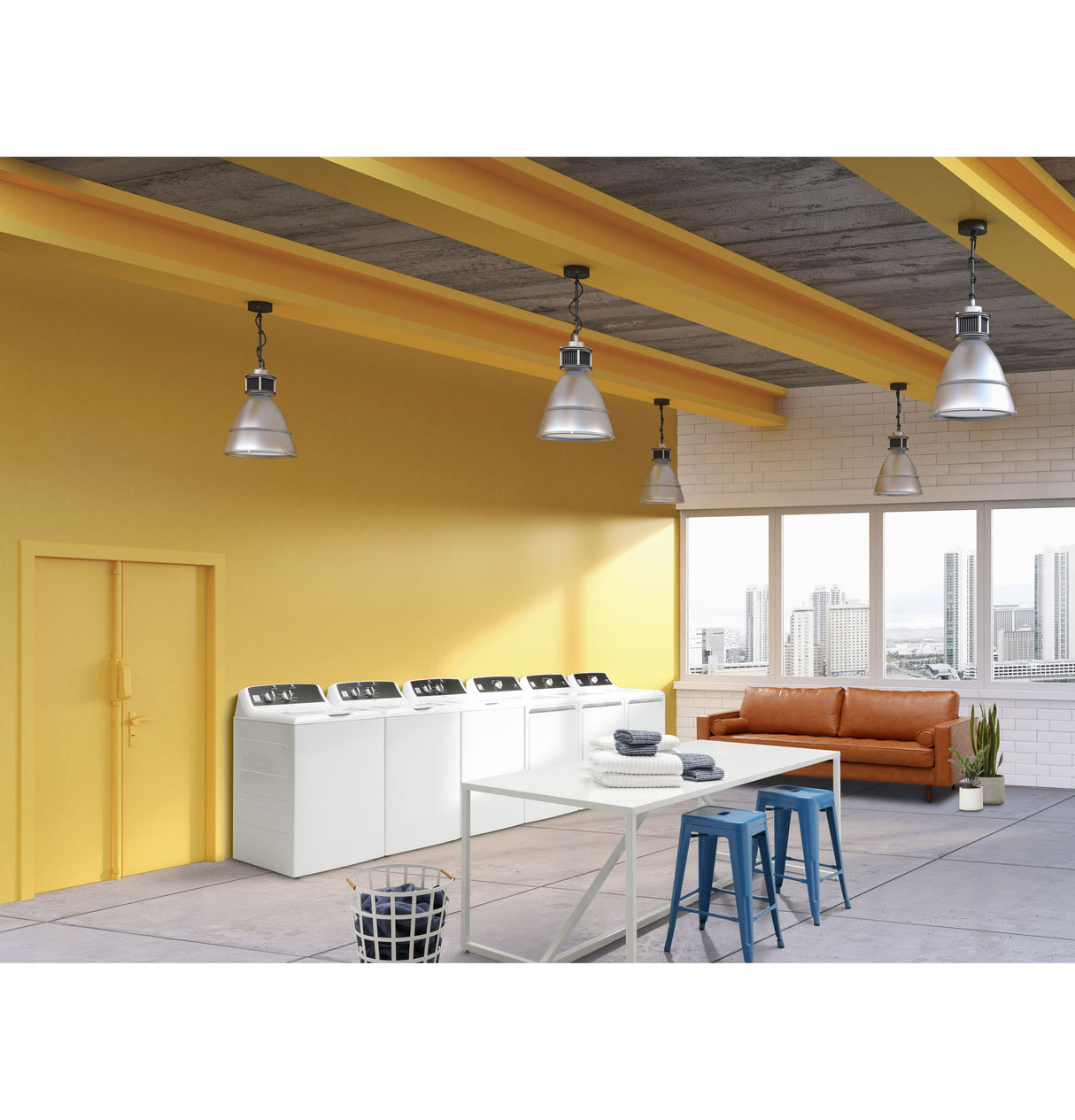 GE(R) 7.4 cu. ft. Capacity aluminized alloy drum Commercial Electric Dryer with Sensor Dry, Built-In App Payment System SITE WIFI REQUIRED - (VTD52EASRWB)