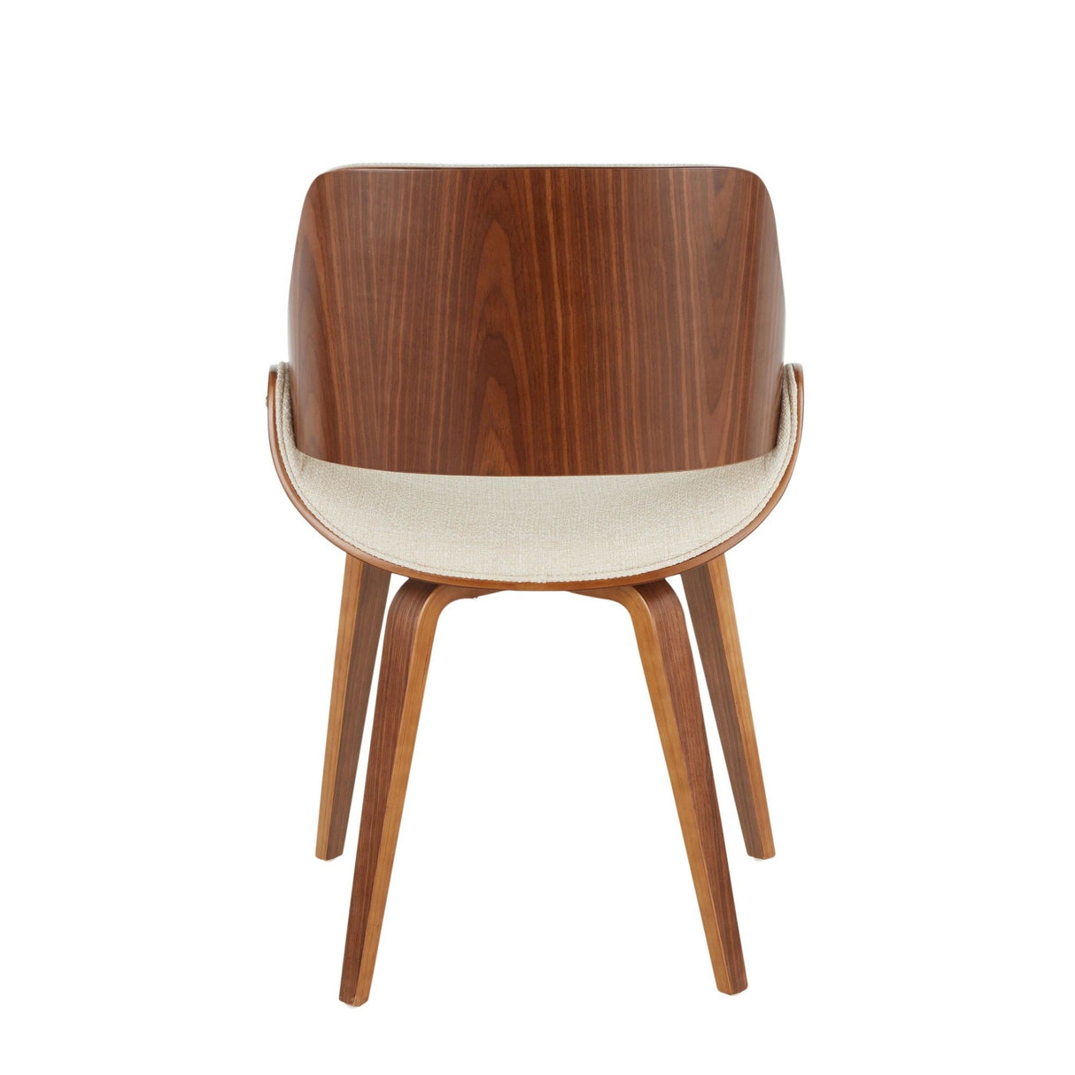 Fabrizzi - Mid-Century Modern Dining / Accent Chair - Walnut And Cream Fabric