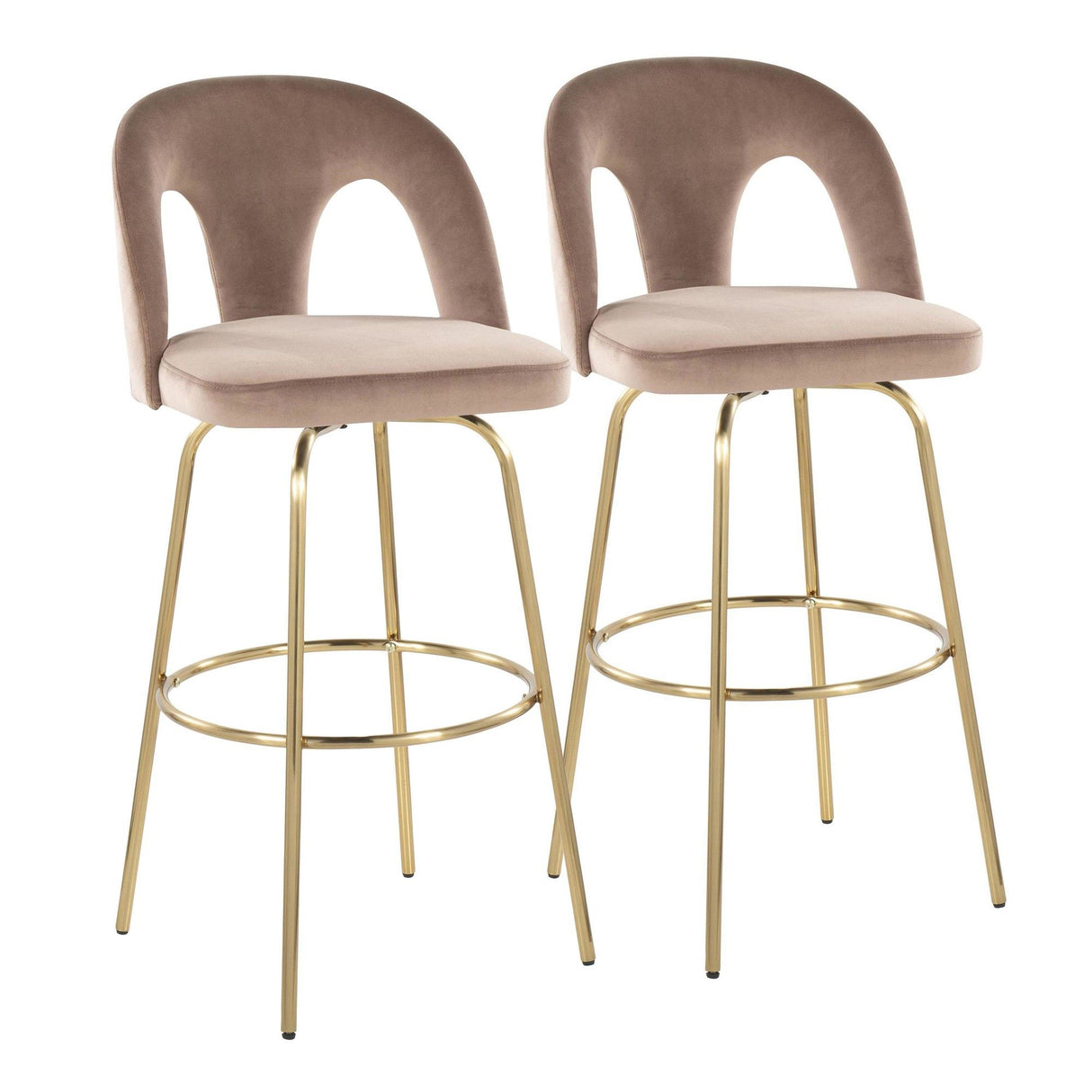 Ava - Upholstered Fixed-Height Barstool (Set of 2) - Gold Base