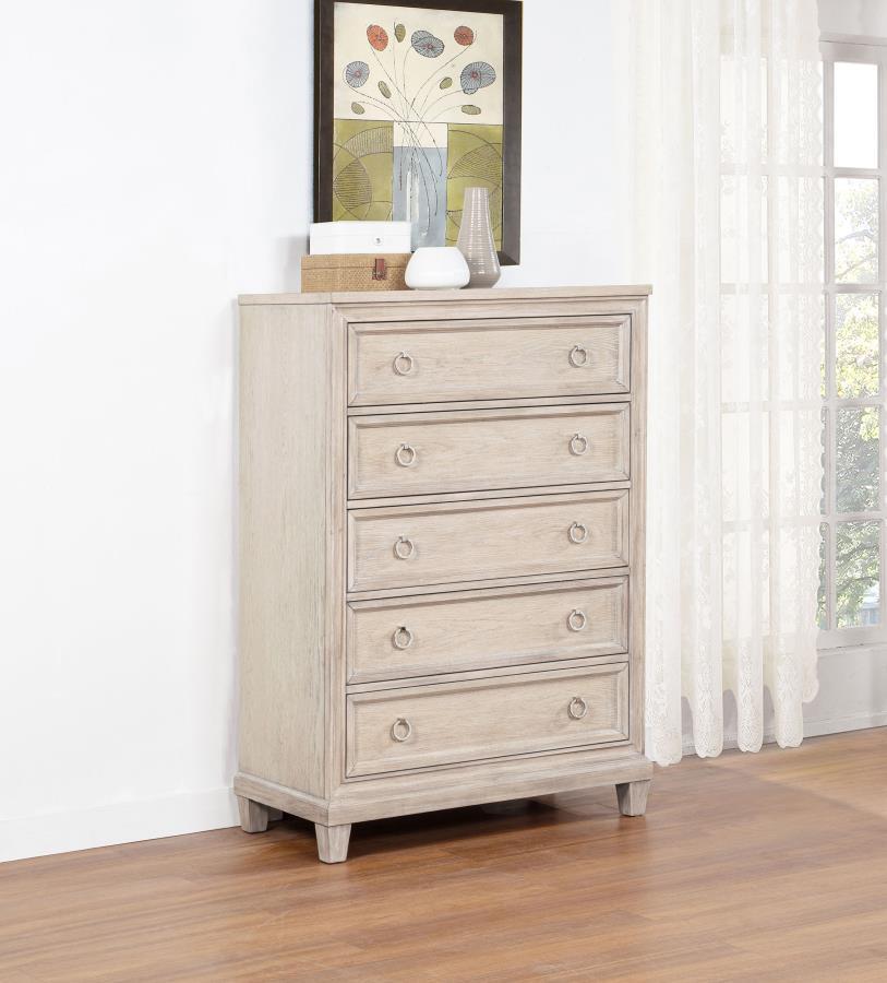 Pembroke - 5-Drawer Chest Of Drawers - Washed Oak
