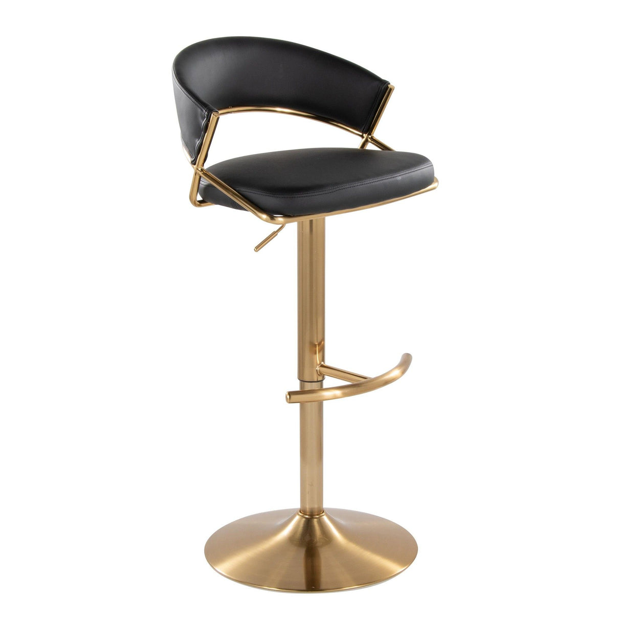 Jie - Adjustable Barstool With Swivel - Gold Metal (Set of 2)