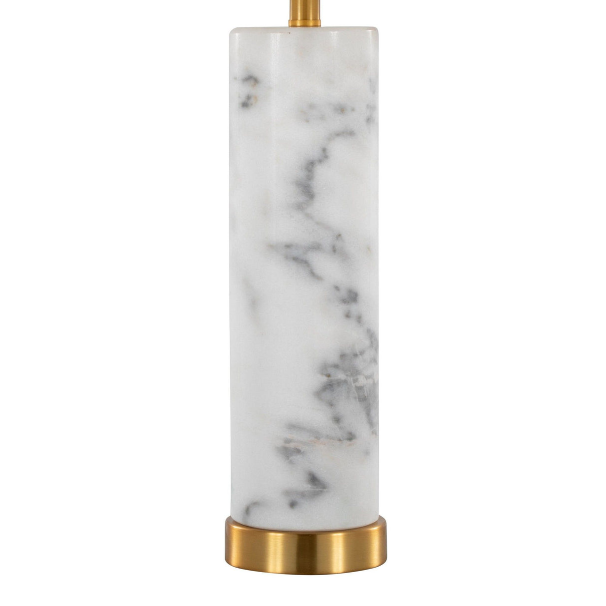 Marabella - 26" Marble Table Lamp (Set of 2) - White Marble And Brass Metal With White Linen Shade
