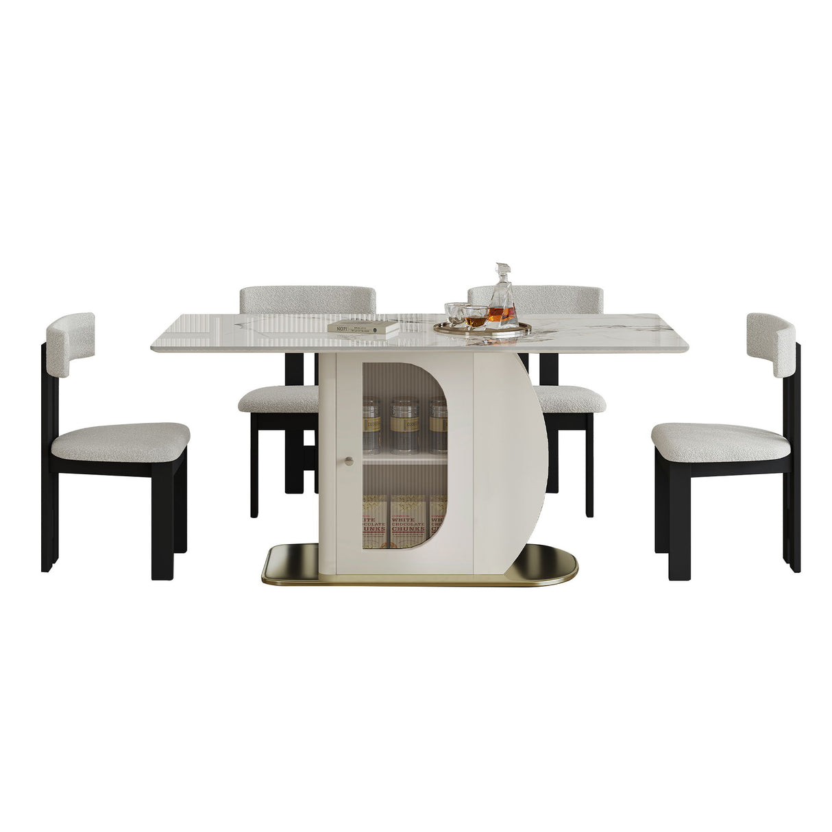 Modern Dining Table Set With Storage, Includes Chairs