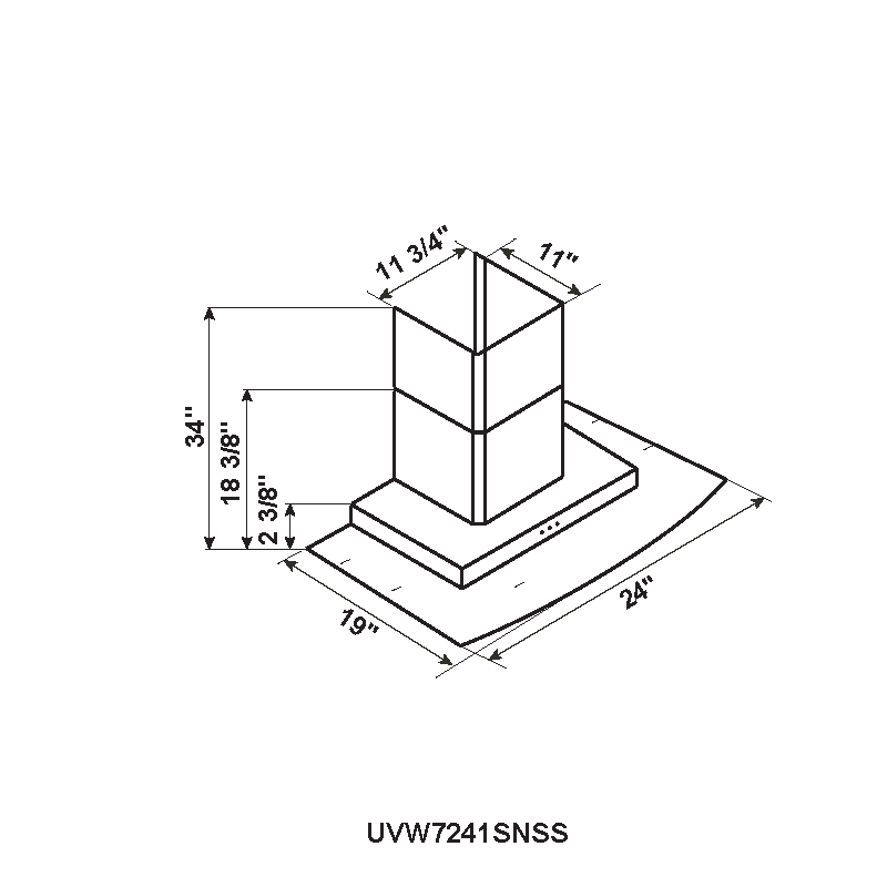 GE UVW7241SNSS dimension diagram