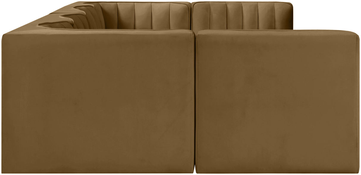Rummi - Armless Velvet Performance Fabric Upholstered 6 Piece Modular Sectional