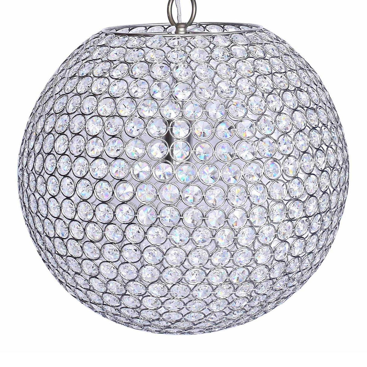 Crystal - Globe Contemporary Metal Pendant Lamp - Chrome Metal With Clear K9 Crystal Accents From Grandview Gallery