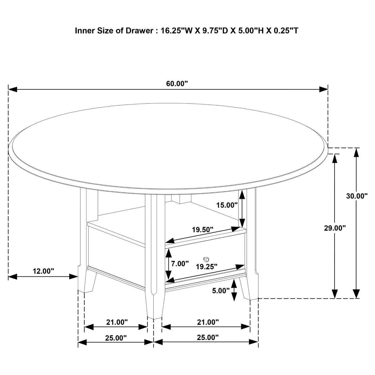 Fulton - Round Dining Table With Drawer - Dark Brown
